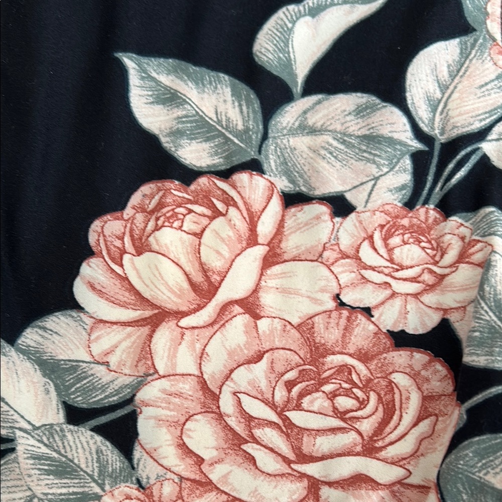 Floral Print Fabric with Pink Roses